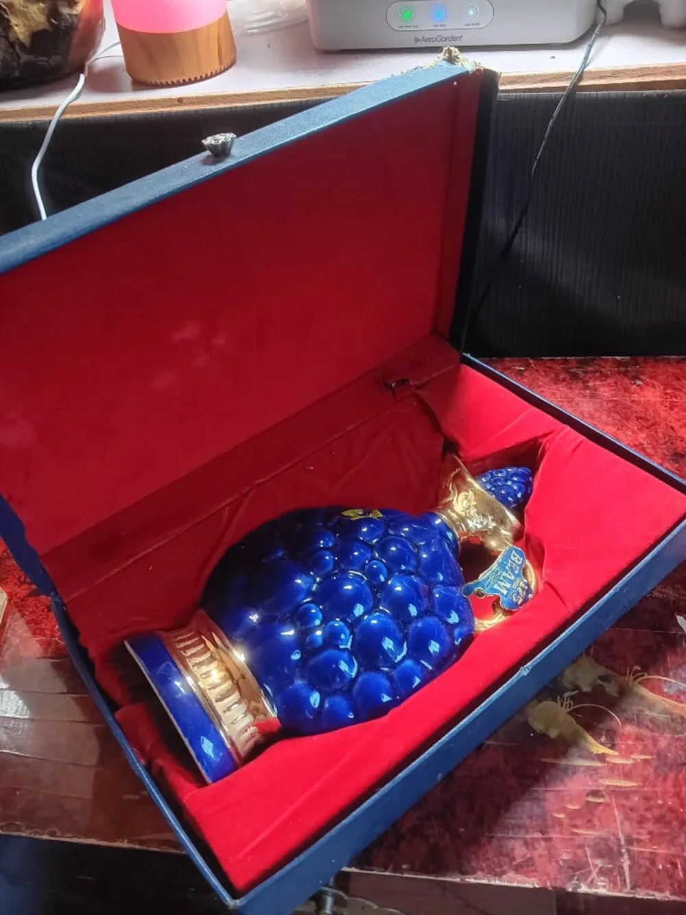 Jim Beam 175 Months Decanter Cobalt Blue Grape Regal China With Box***READ***